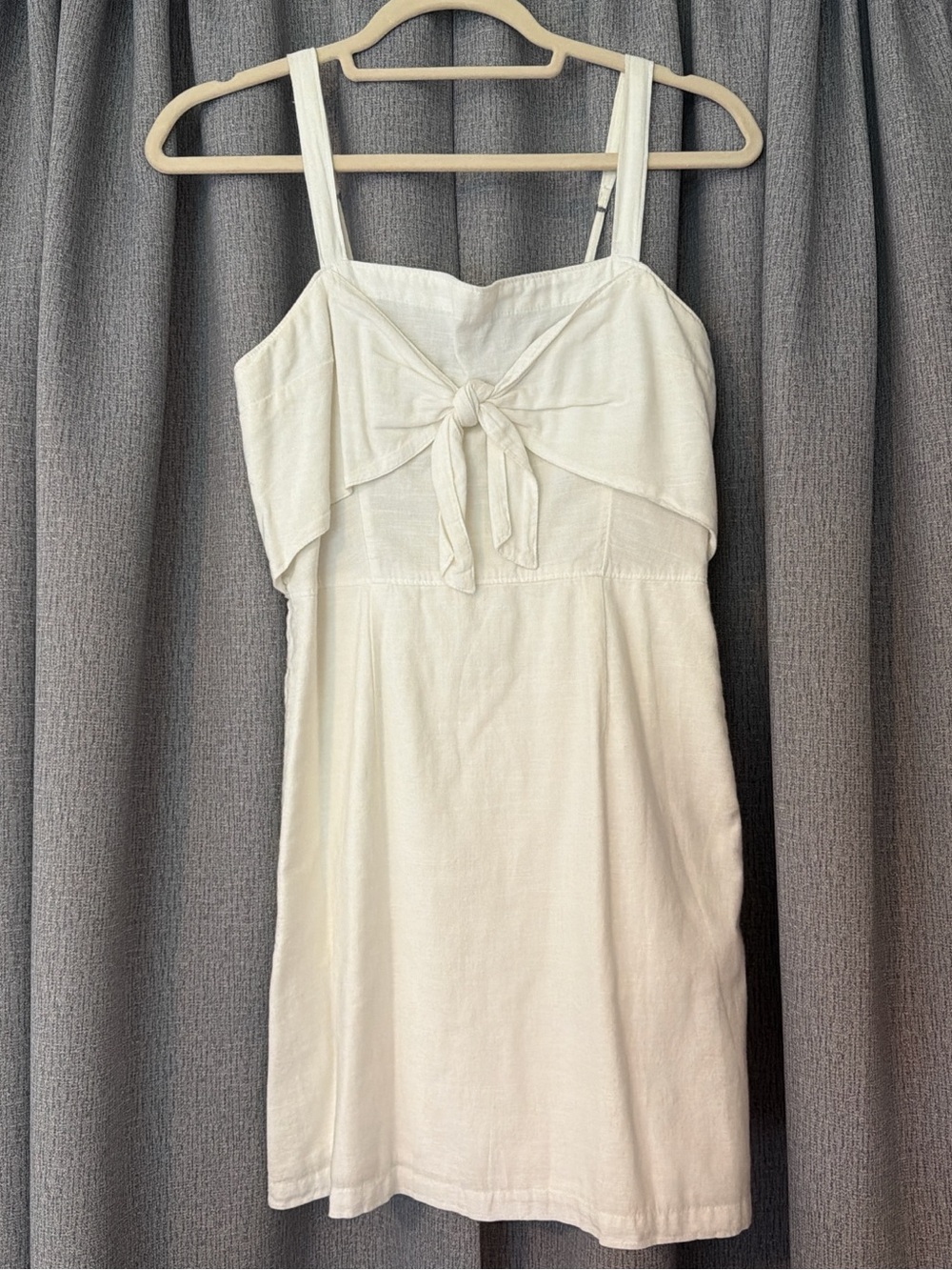 Abercrombie & Fitch Cream Tie-Front Mini Dress